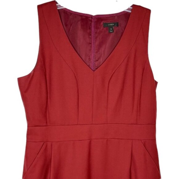 J. Crew Lined Sleeveless Wool Suiting Dress - Maroon - 12 - Picture 4 of 10